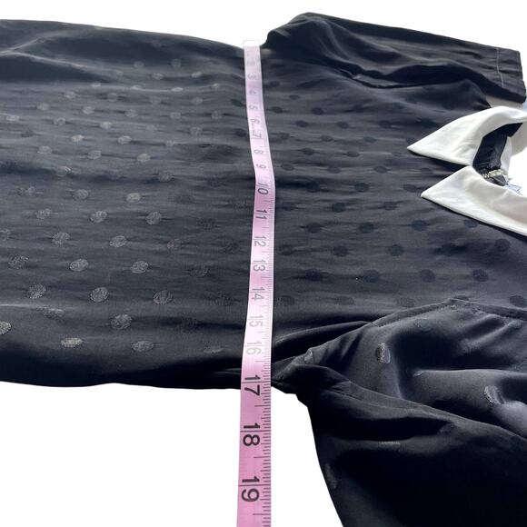Women's Zara Black Polka Dot White Collared Blouse Zip Back Cropped‎ Top Medium - Picture 9 of 10